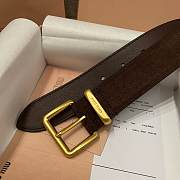 Okify MiuMiu Gold Buckle Dark Brown Suede Belt 3.5cm 21390 - 2