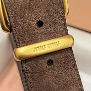 Okify MiuMiu Gold Buckle Dark Brown Suede Belt 3.5cm 21390 - 5