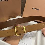 Okify MiuMiu Gold Buckle Light Brown Suede Belt 3.5cm 21391 - 4