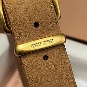 Okify MiuMiu Gold Buckle Light Brown Suede Belt 3.5cm 21391 - 3