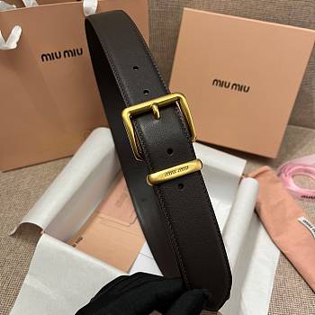 Okify MiuMiu Gold Buckle Dark Brown Belt 3.5cm 21392