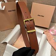 Okify MiuMiu Gold Buckle Brown Belt 3.5cm 21393 - 1