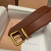 Okify MiuMiu Gold Buckle Brown Belt 3.5cm 21393 - 3