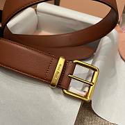 Okify MiuMiu Gold Buckle Brown Belt 3.5cm 21393 - 2