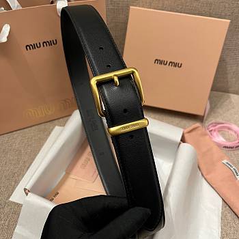 Okify MiuMiu Gold Buckle Black Belt 3.5cm 21394