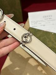 Okify Gucci Silver Buckle White Belt 2.5cm 21395 - 3