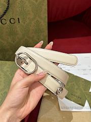 Okify Gucci Silver Buckle White Belt 2.5cm 21395 - 4