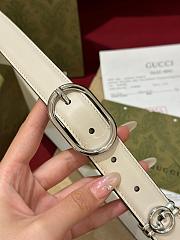 Okify Gucci Silver Buckle White Belt 2.5cm 21395 - 5