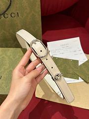 Okify Gucci Silver Buckle White Belt 2.5cm 21395 - 1