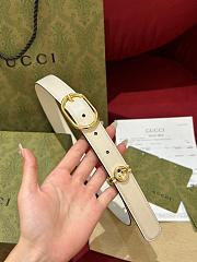 Okify Gucci Gold Buckle White Belt 2.5cm 21396 - 1