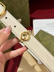 Okify Gucci Gold Buckle White Belt 2.5cm 21396 - 3