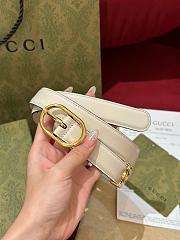 Okify Gucci Gold Buckle White Belt 2.5cm 21396 - 4