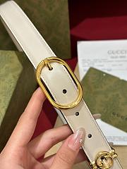 Okify Gucci Gold Buckle White Belt 2.5cm 21396 - 5