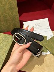 Okify Gucci Silver Buckle Black Belt 2.5cm 21397 - 1