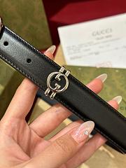 Okify Gucci Silver Buckle Black Belt 2.5cm 21397 - 5