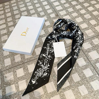 Okify Dior Black Small Scarf 6x105cm 21406