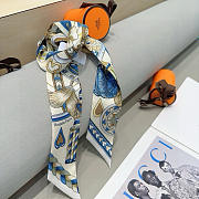 Okify Hermes Multicolor Twill Silk Small Scarf 5x86cm 21409 - 1