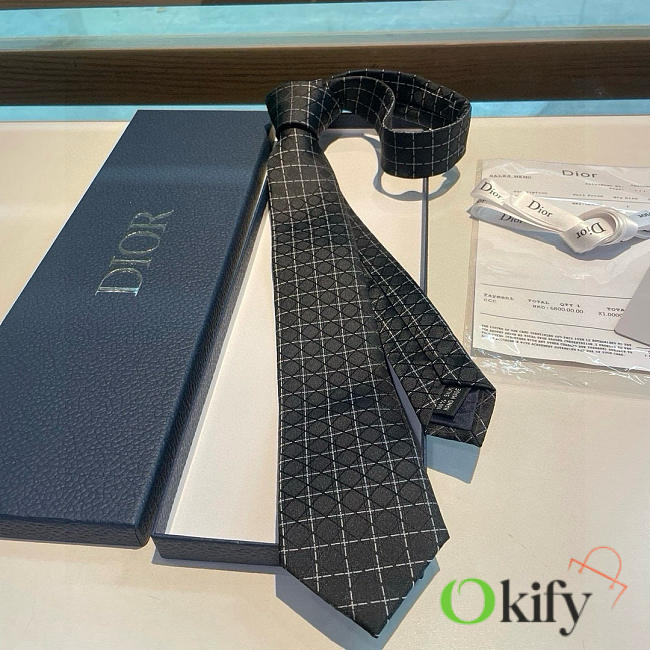 Okify Dior Cannage Silk Tie In Black 21444 - 1