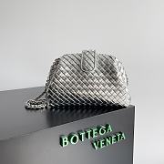 Okify Bottega Veneta Small Lauren 1980 Metallic Clutch In Silver 27x15x8cm - 1