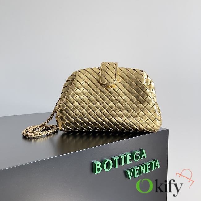 Okify Bottega Veneta Small Lauren 1980 Metallic Clutch In Gold 27x15x8cm - 1