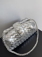 Okify Bottega Veneta Medium Lauren 1980 Metallic Clutch In Silver 31.5x16.5x11cm - 3