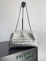 Okify Bottega Veneta Medium Lauren 1980 Metallic Clutch In Silver 31.5x16.5x11cm - 1