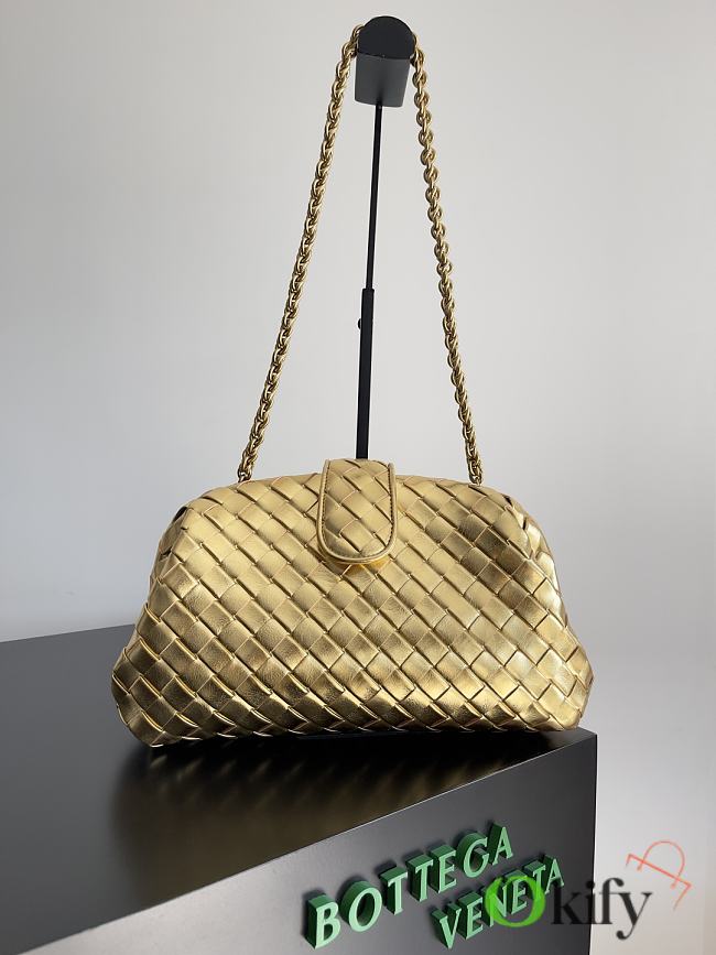 Okify Bottega Veneta Medium Lauren 1980 Metallic Clutch In Gold 31.5x16.5x11cm - 1