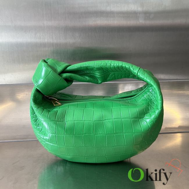 Okify Bottega Veneta Jodie Crocodile Bag In Parakeet Green 28x23x8cm  - 1