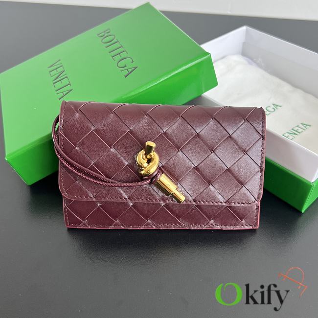 Okify Bottega Veneta Andiamo Zippered Card Case In Red 14x8.5x2cm  - 1