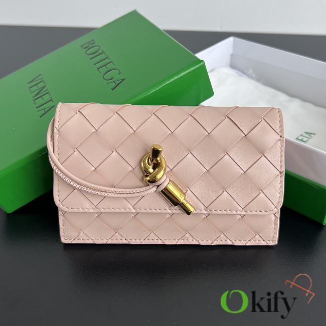 Okify Bottega Veneta Zippered Card Case In Lotus Pink 14x8.5x2cm  - 1