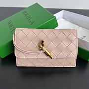 Okify Bottega Veneta Zippered Card Case In Lotus Pink 14x8.5x2cm  - 1