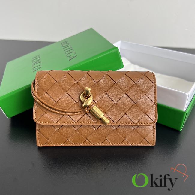 Okify Bottega Veneta Zippered Card Case In Caramel Brown 14x8.5x2cm  - 1