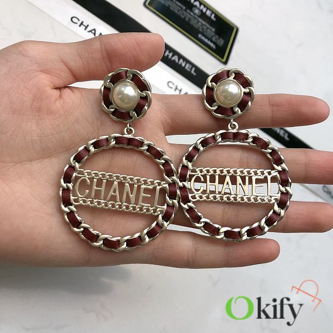 Okify CC Red Round Silver Earrings  - 1