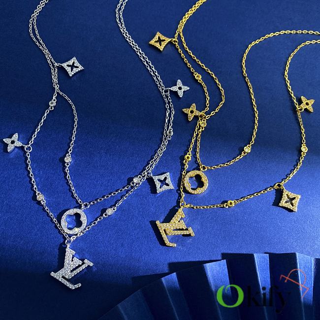 Okify Louis Vuitton Monogram Silver/Gold Necklace  - 1
