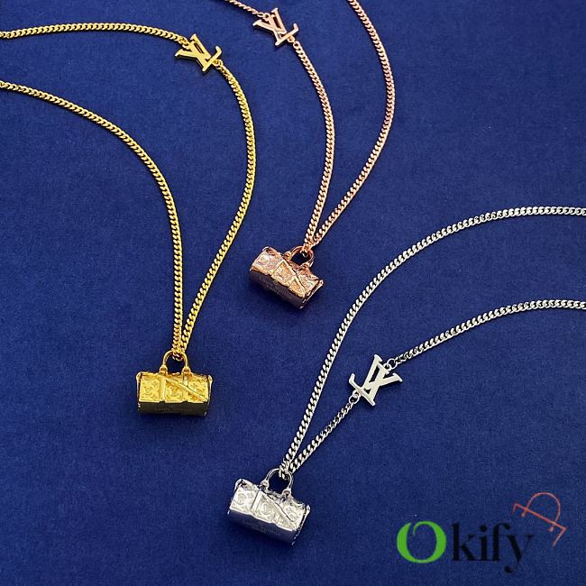 Okify Louis Vuitton Trunk Bag Gold/Rose Gold/Silver Necklace  - 1