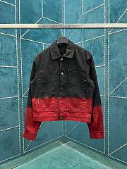 Okify Louis Vuitton Red And White Denim Jacket S-XL  - 1