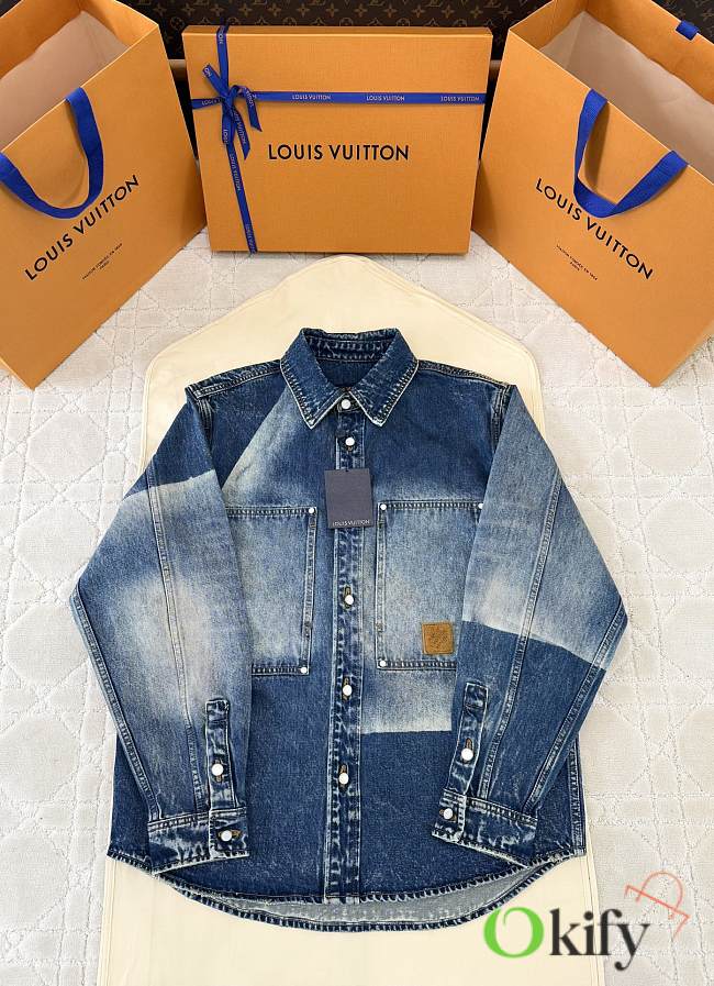 Okify Louis Vuitton Blue Denim Jacket S-XL 21575 - 1