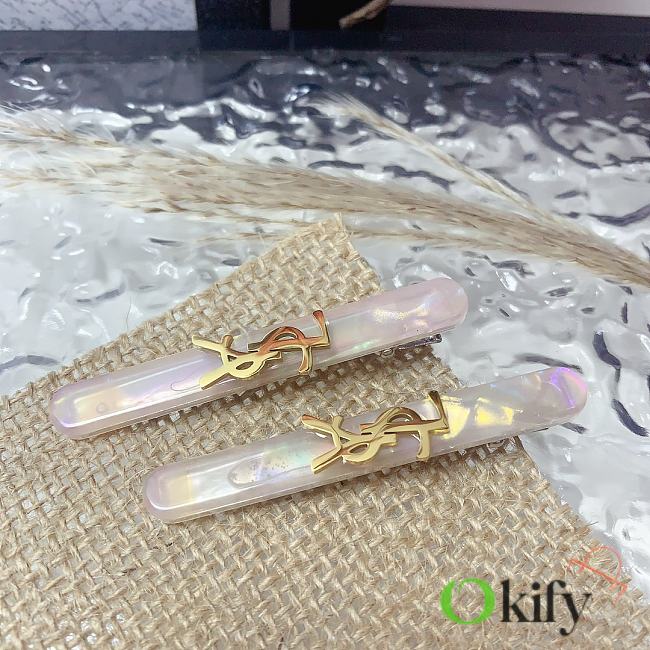 Okify YSL A Pair Of Bling Pink Long Hair Clip  - 1