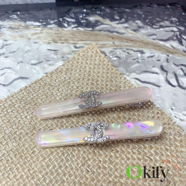 Okify CC Bling Pink Hair Clips Silver Charm 21596 - 1