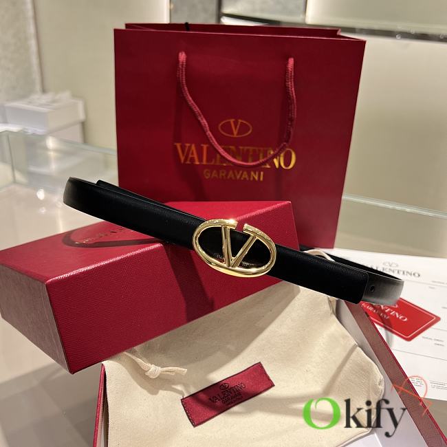 Okify Valentino Black Belt 2cm 21637 - 1