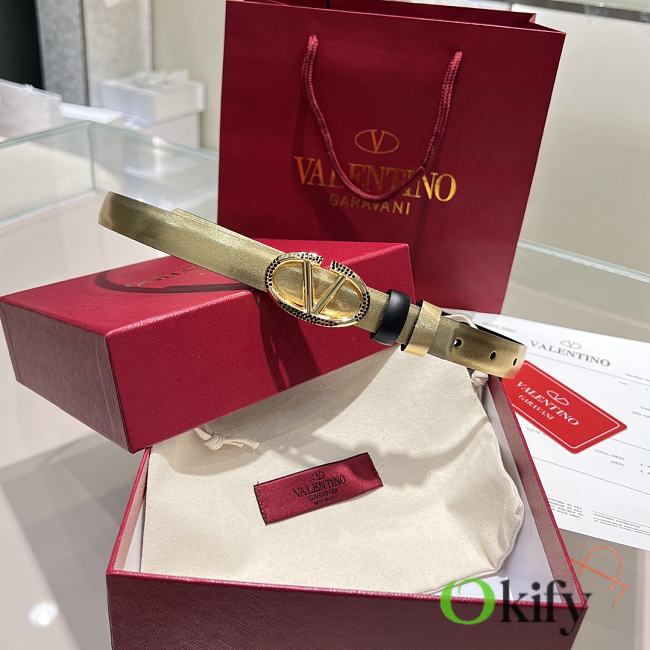 Okify Valentino Gold Belt 2cm 21639 - 1