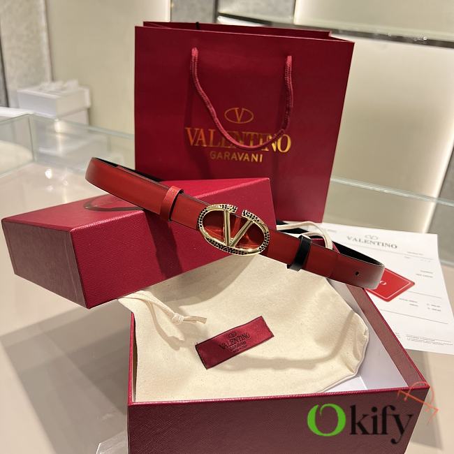 Okify Valentino Red Belt 2cm 21643 - 1