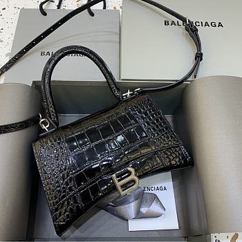 Okify Balenciaga Hourglass Crocodile Bag In Black 23x10x14cm 