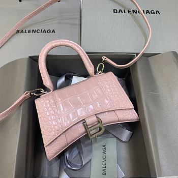 Okify Balenciaga Hourglass Crocodile Bag In Pink 19x8x11cm 