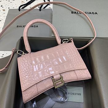 Okify Balenciaga Hourglass Crocodile Bag In Pink 23x10x14cm 