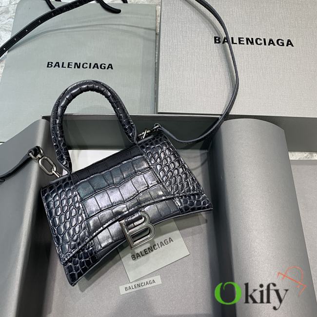 Okify Balenciaga Hourglass Crocodile Bag In Black 19x8x11cm 21657 - 1