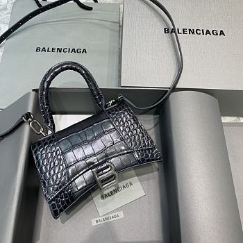 Okify Balenciaga Hourglass Crocodile Bag In Black 19x8x11cm 21657