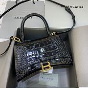 Okify Balenciaga Hourglass Crocodile Bag In Black With Gold Hardware 23x10x14cm 21659 - 1