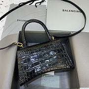 Okify Balenciaga Hourglass Crocodile Bag In Black With Gold Hardware 23x10x14cm 21659 - 2