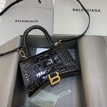 Okify Balenciaga Hourglass Crocodile Bag In Black With Gold Hardware 19x8x11cm 21660